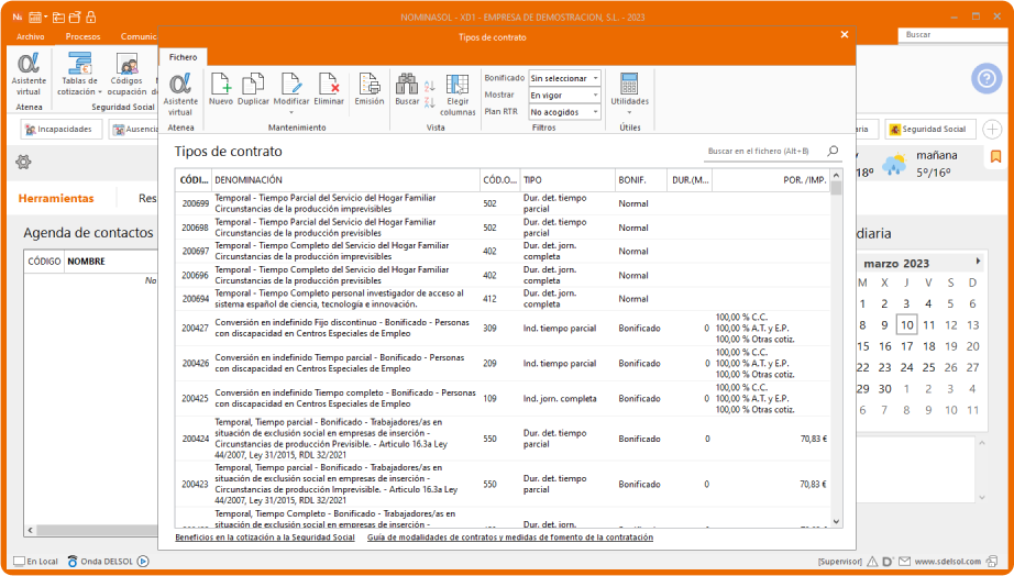 Contratos precargados e integrados en tu  programa para nóminas