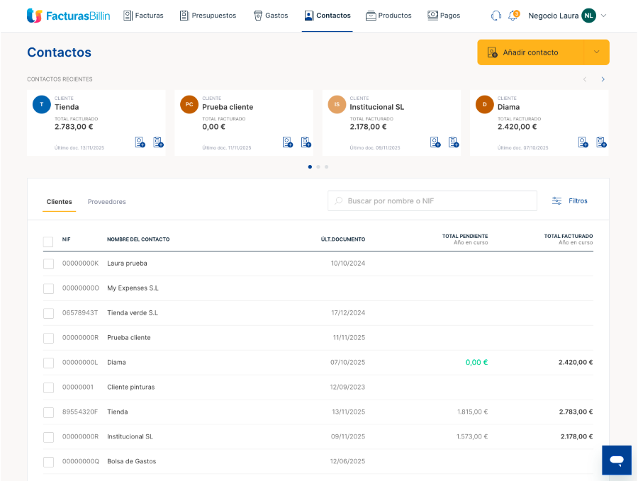 Clientes y proveedores