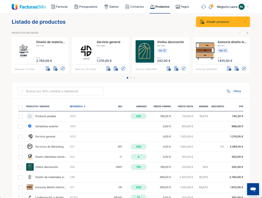 Productos y servicios