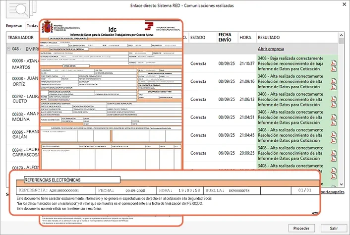 Transmisión directa de altas y bajas a Seguridad Social