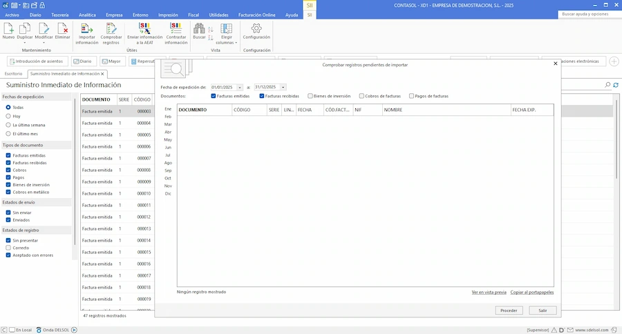 Comprueba el estado de los registros